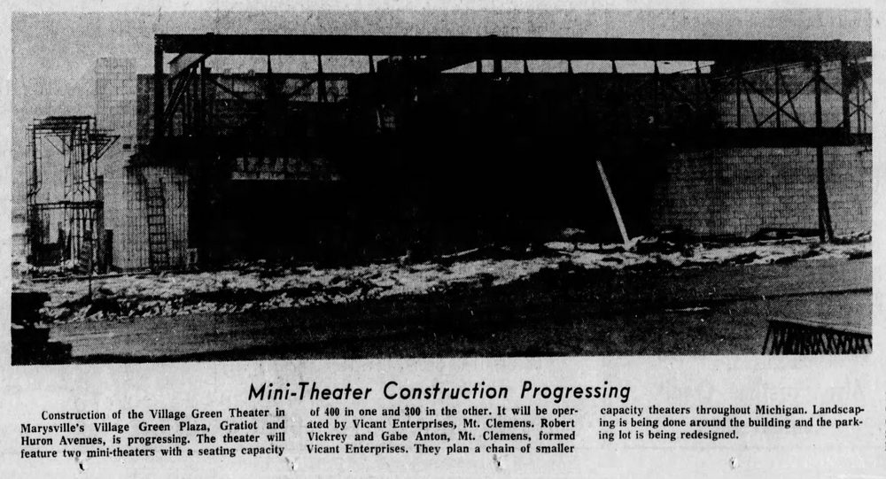 Village Green Theater (Playhouse Theaters) - Dec 1971 Article On Construction